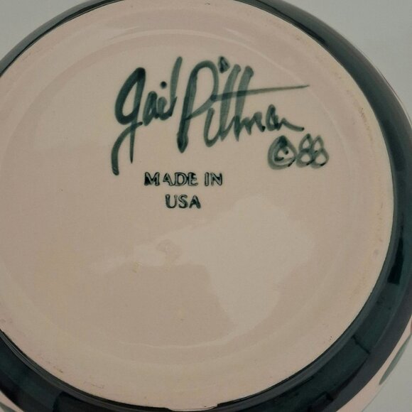 Gail Pittman Signed Art Pottery Juniper Pitcher Vintage Signed 1988 7 1/4" - Picture 10 of 11